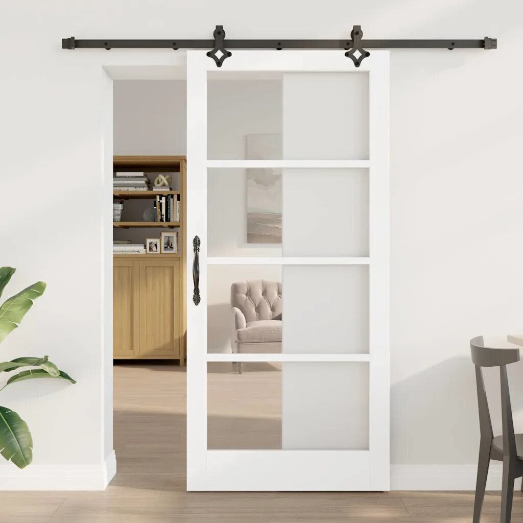 vidaXL Преплъзваща се врата ORKDAL 93 x 202 см Бяло и черно