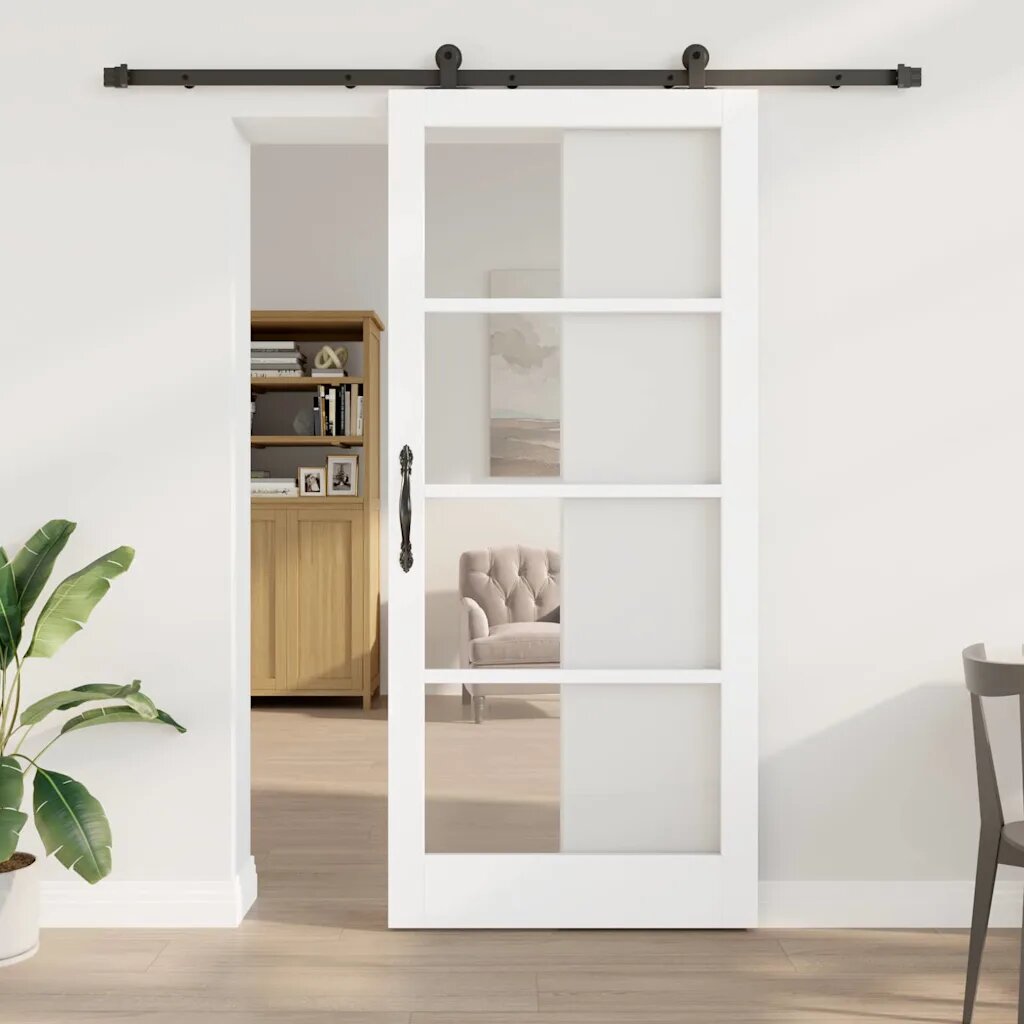 vidaXL Преплъзваща се врата ORKDAL 93 x 211 см Бяло и черно