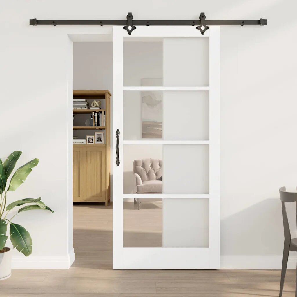 vidaXL Преплъзваща се врата ORKDAL 93 x 211 см Бяло и черно