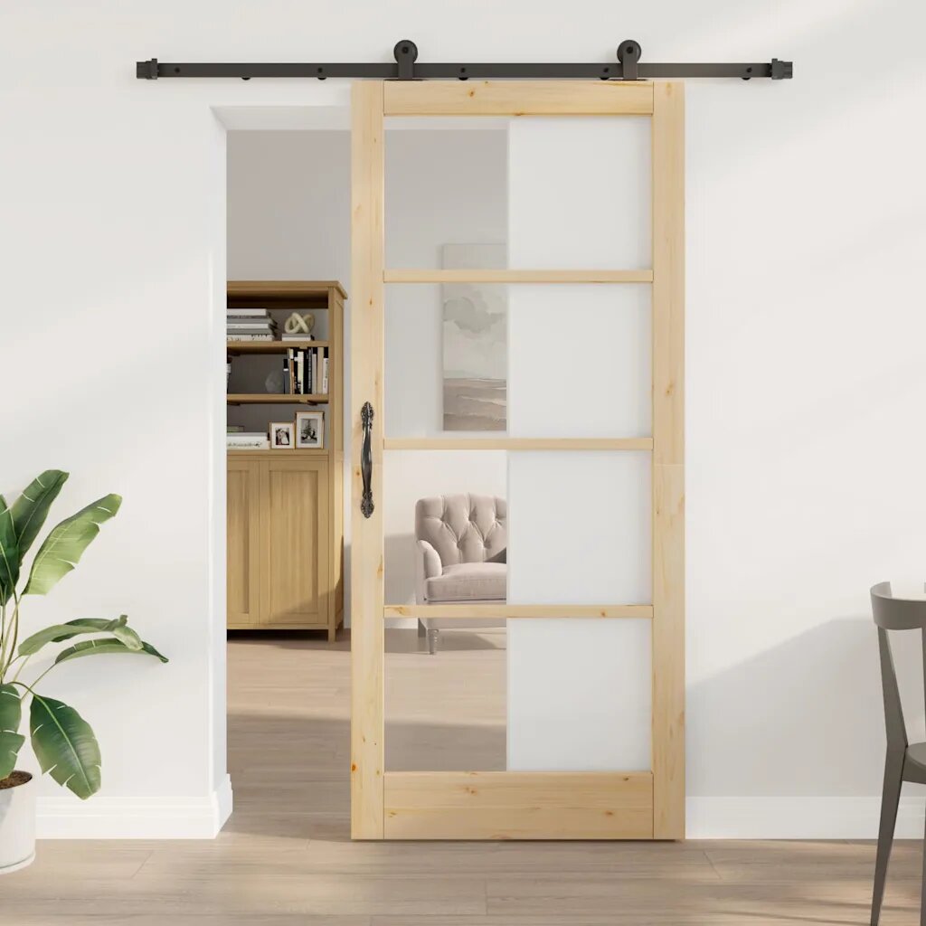 vidaXL Преплъзваща се врата ORKDAL 93 x 211 см Естествено и черно