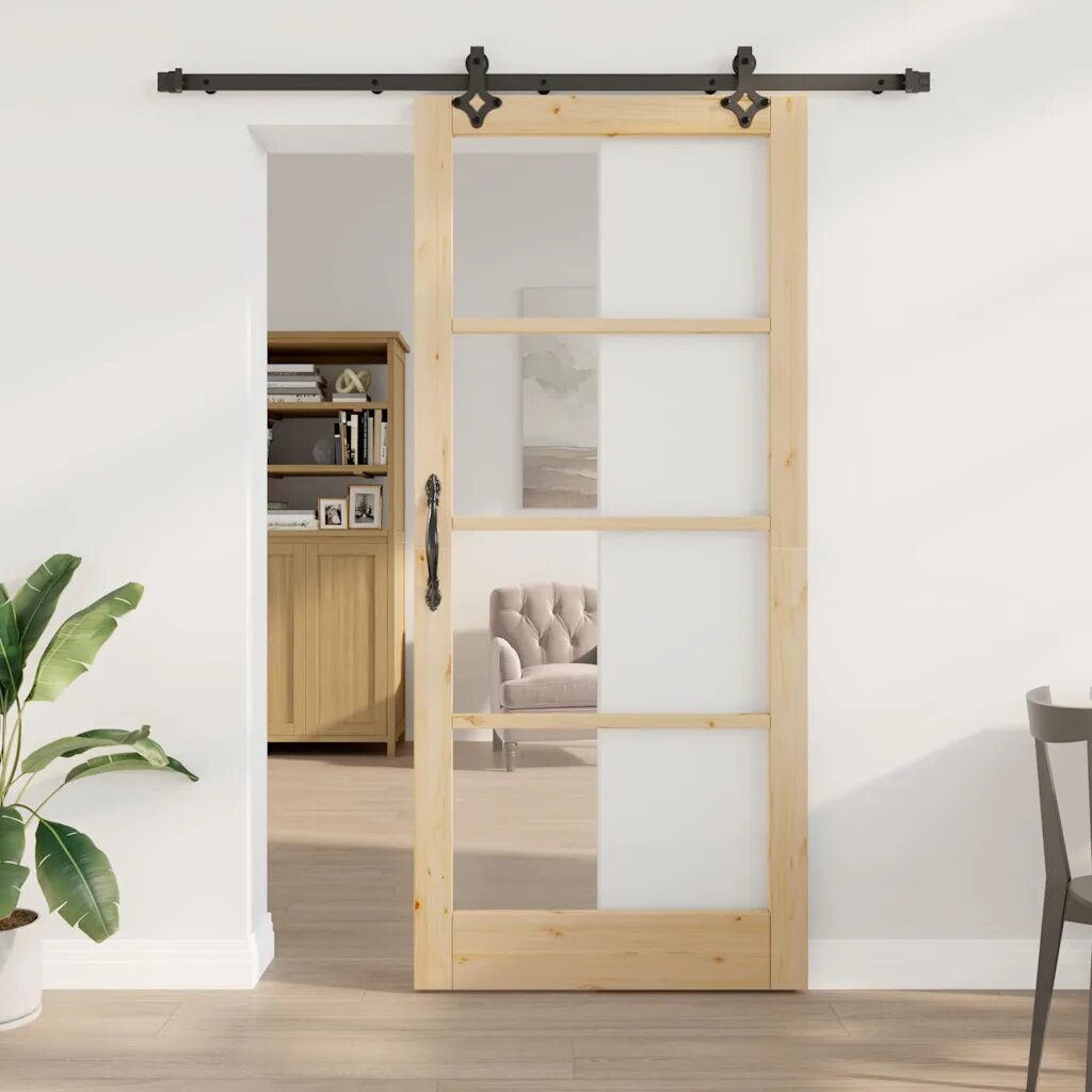 vidaXL Преплъзваща се врата ORKDAL 93 x 211 см Естествено и черно