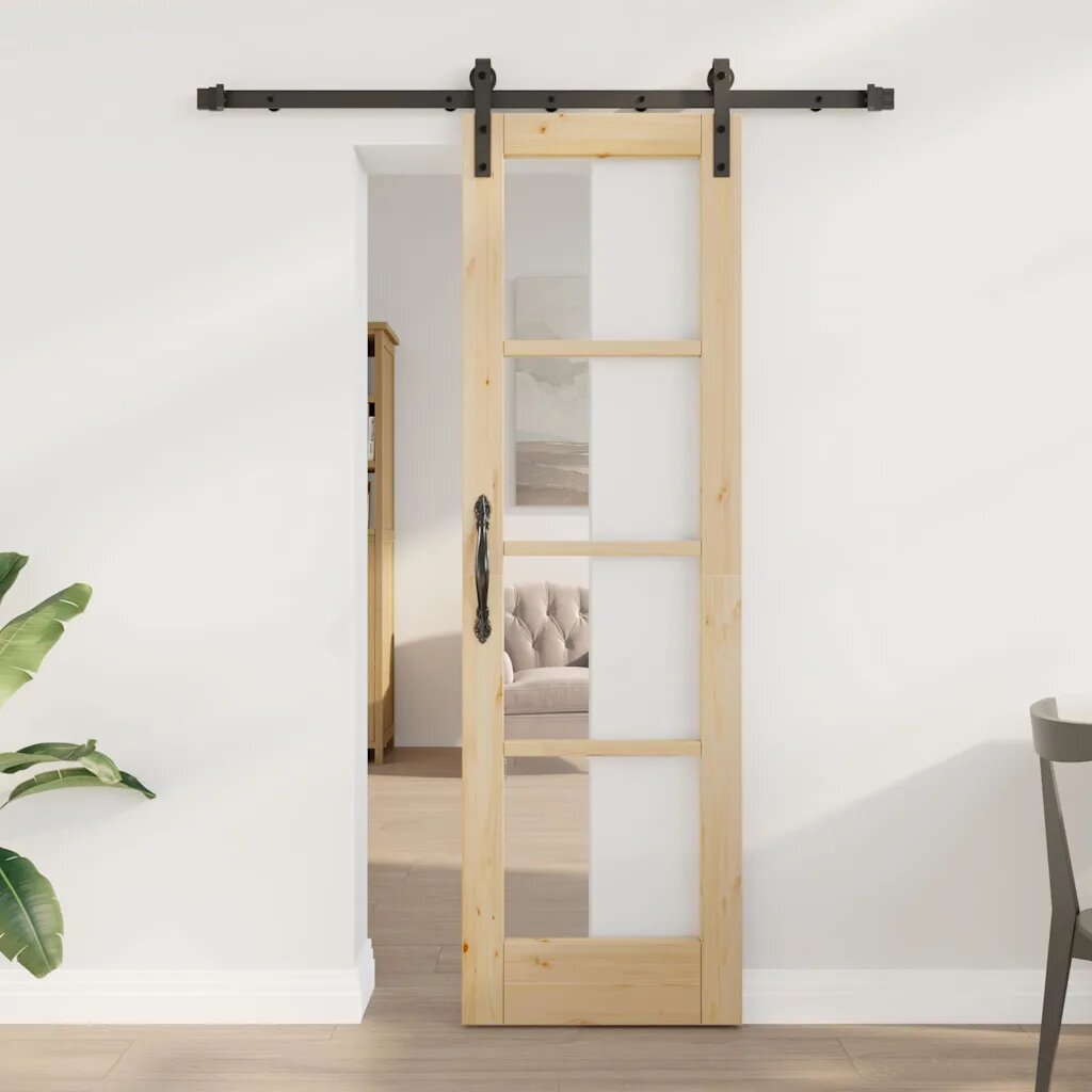 vidaXL Преплъзваща се врата ORKDAL Естествен 61 x 1985 см