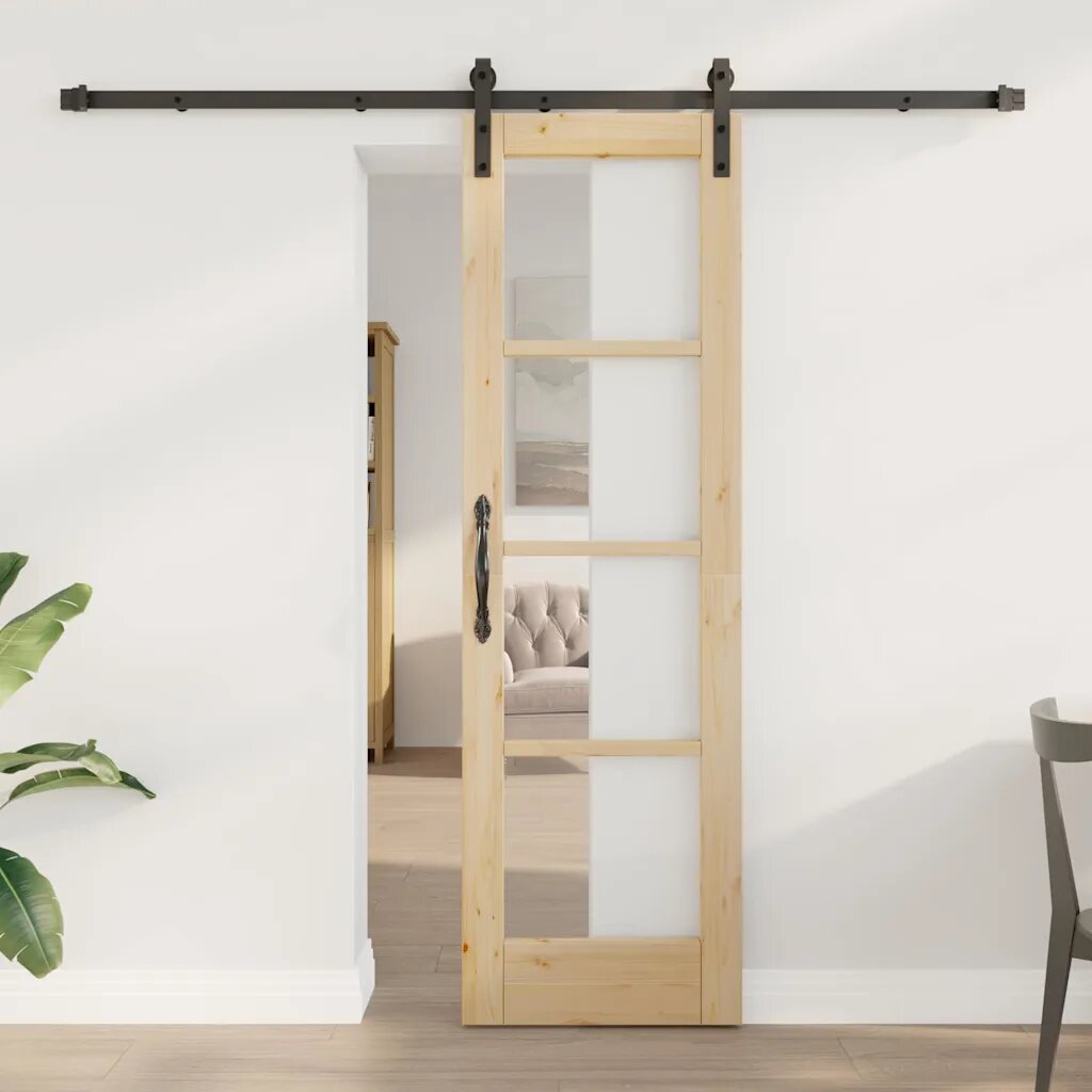 vidaXL Преплъзваща се врата ORKDAL Естествен 61 x 1985 см
