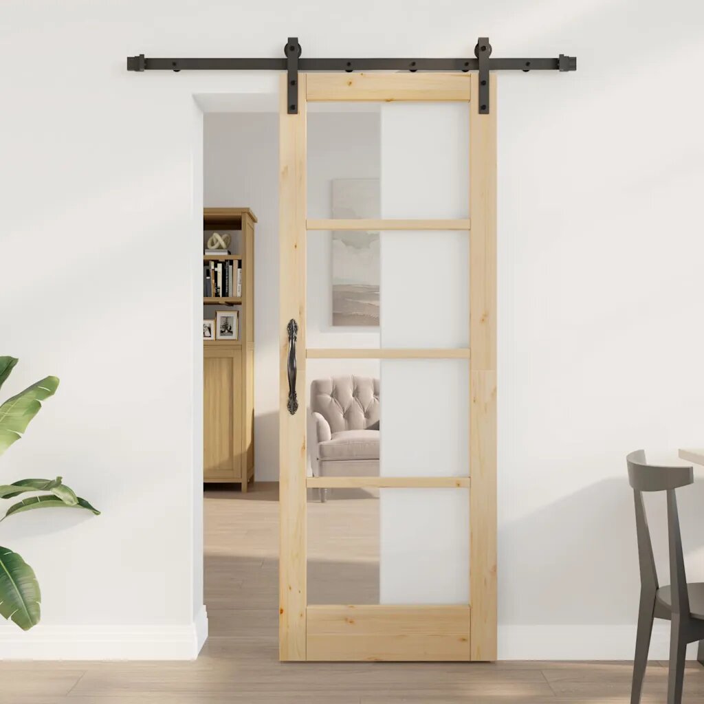 vidaXL Преплъзваща се врата ORKDAL Естествен 735 x 1985 см