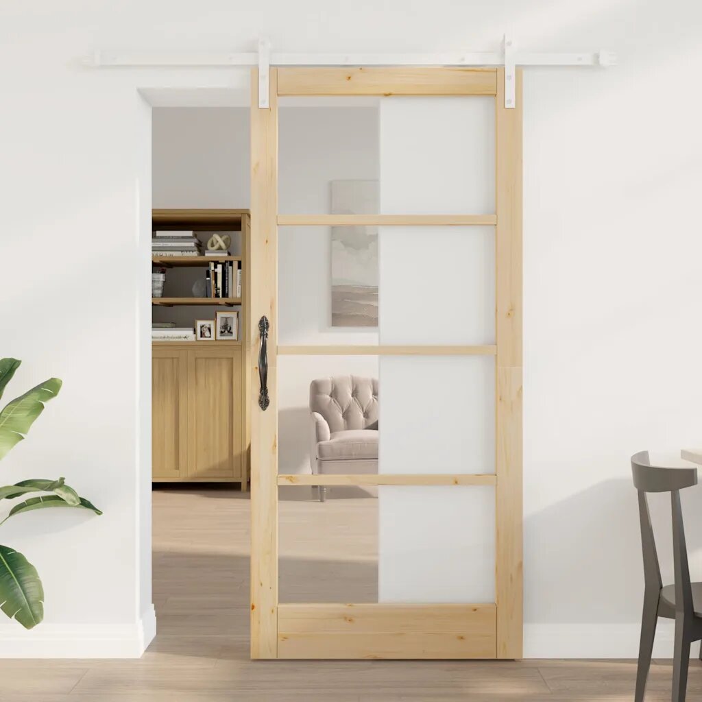 vidaXL Преплъзваща се врата ORKDAL Естествен 93 x 202 см