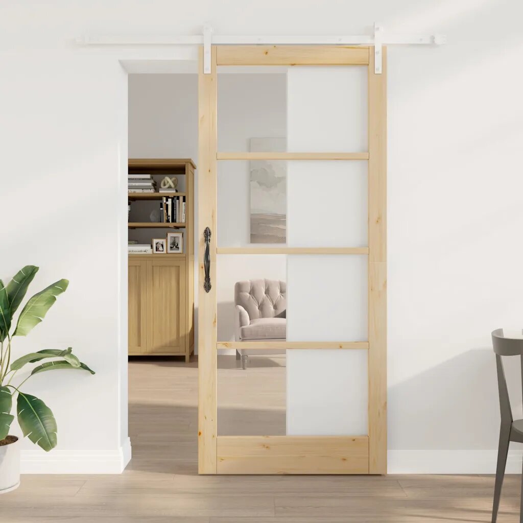 vidaXL Преплъзваща се врата ORKDAL Естествен 93 x 211 см