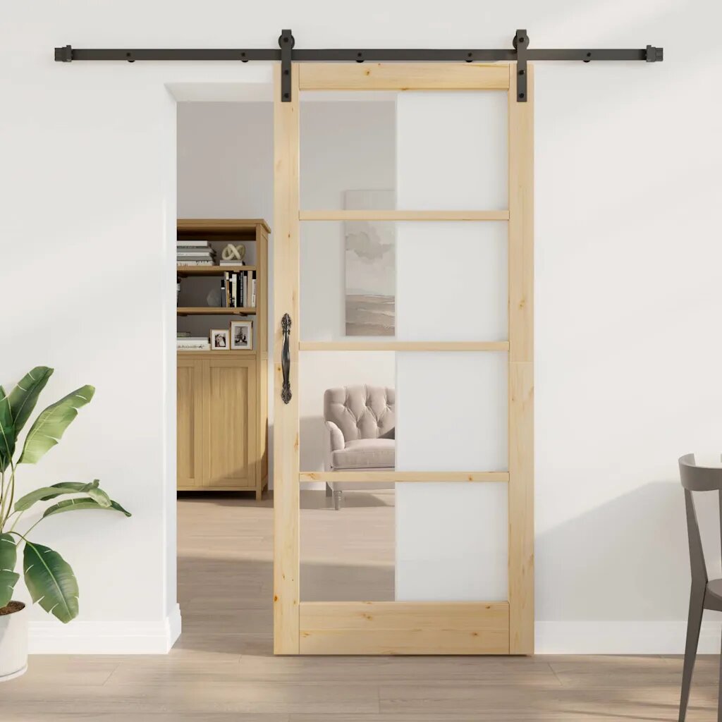 vidaXL Преплъзваща се врата ORKDAL Естествен 93 x 211 см