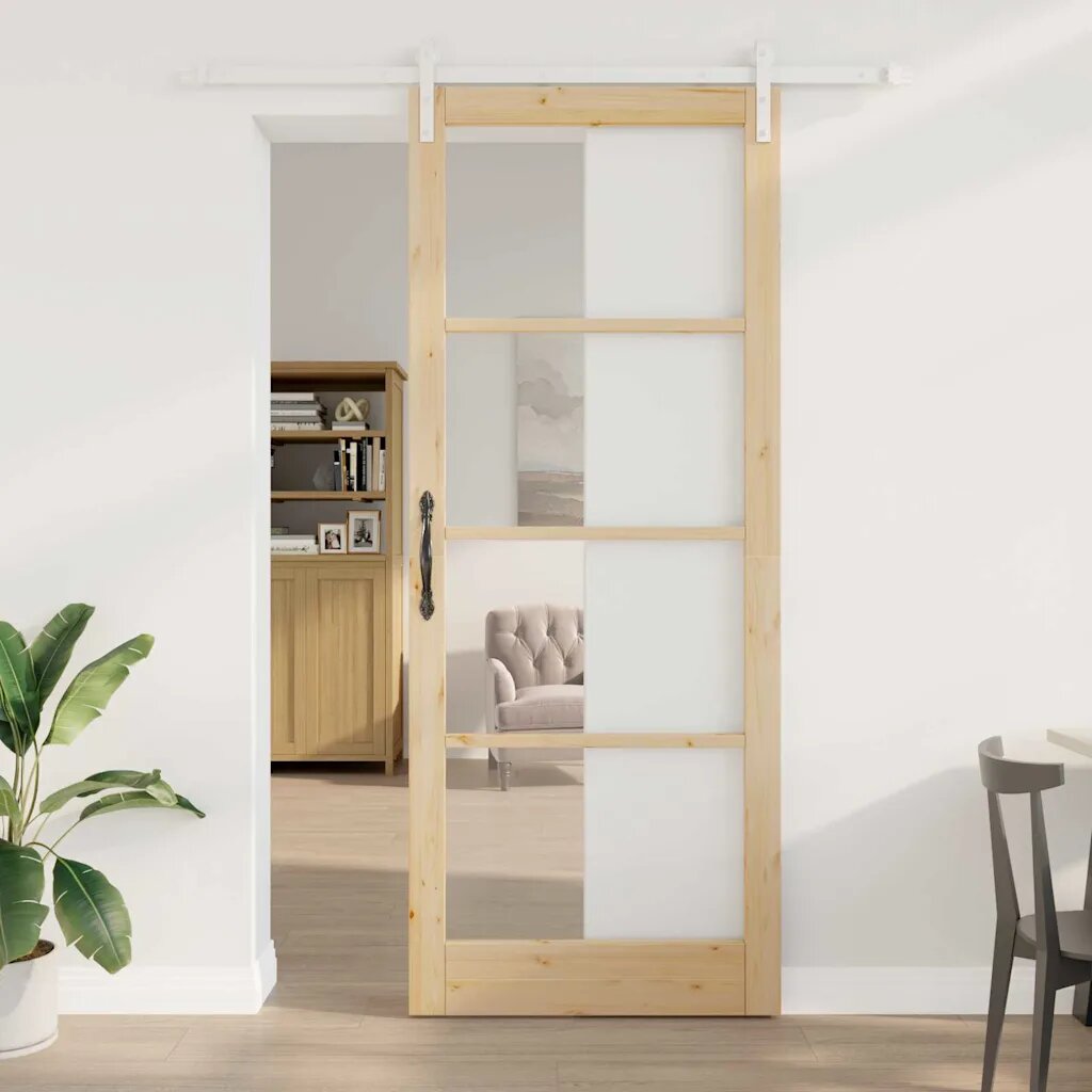 vidaXL Преплъзваща се врата ORKDAL Естествен 93 x 232 см