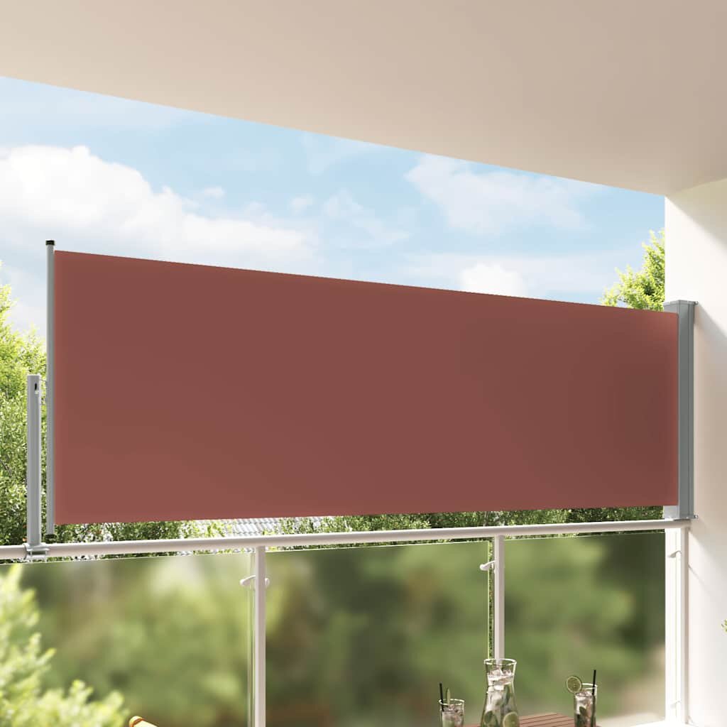 vidaXL Прибираща се дворна странична тента 120x300 см кафява