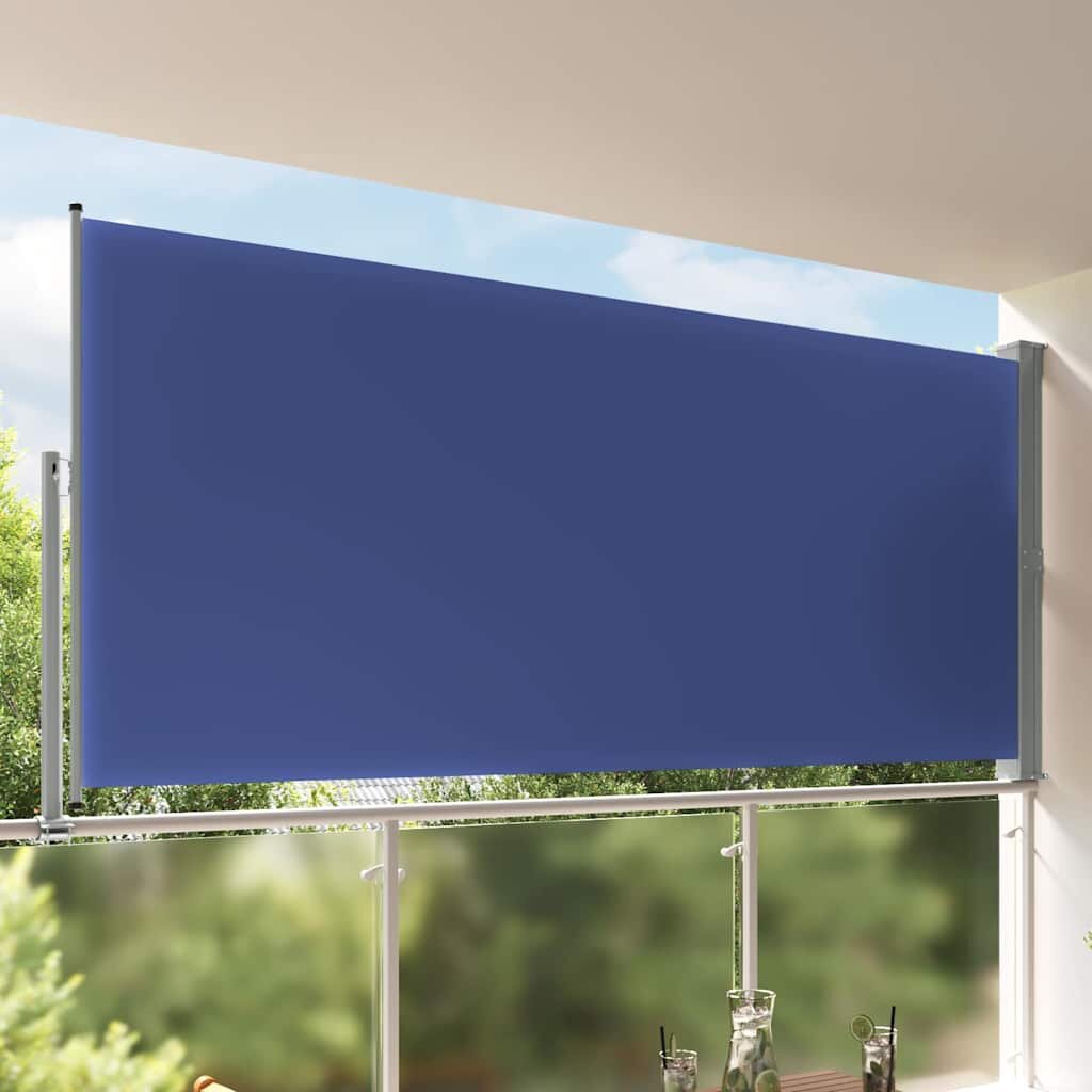 vidaXL Прибираща се дворна странична тента 160x300 см синя