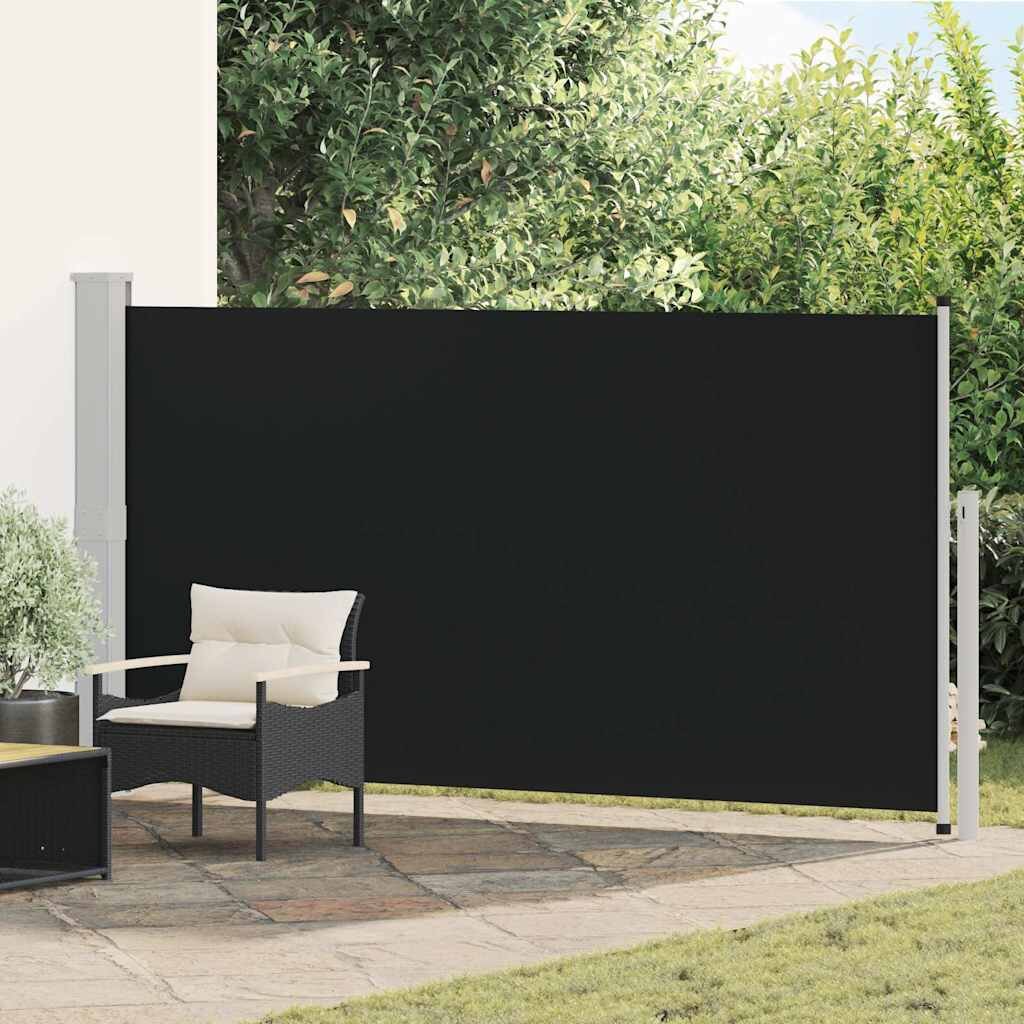 vidaXL Прибираща се дворна странична тента 170x300 см черна