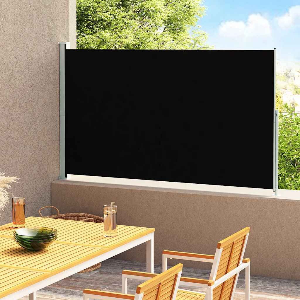vidaXL Прибираща се дворна странична тента 180x314 см черна