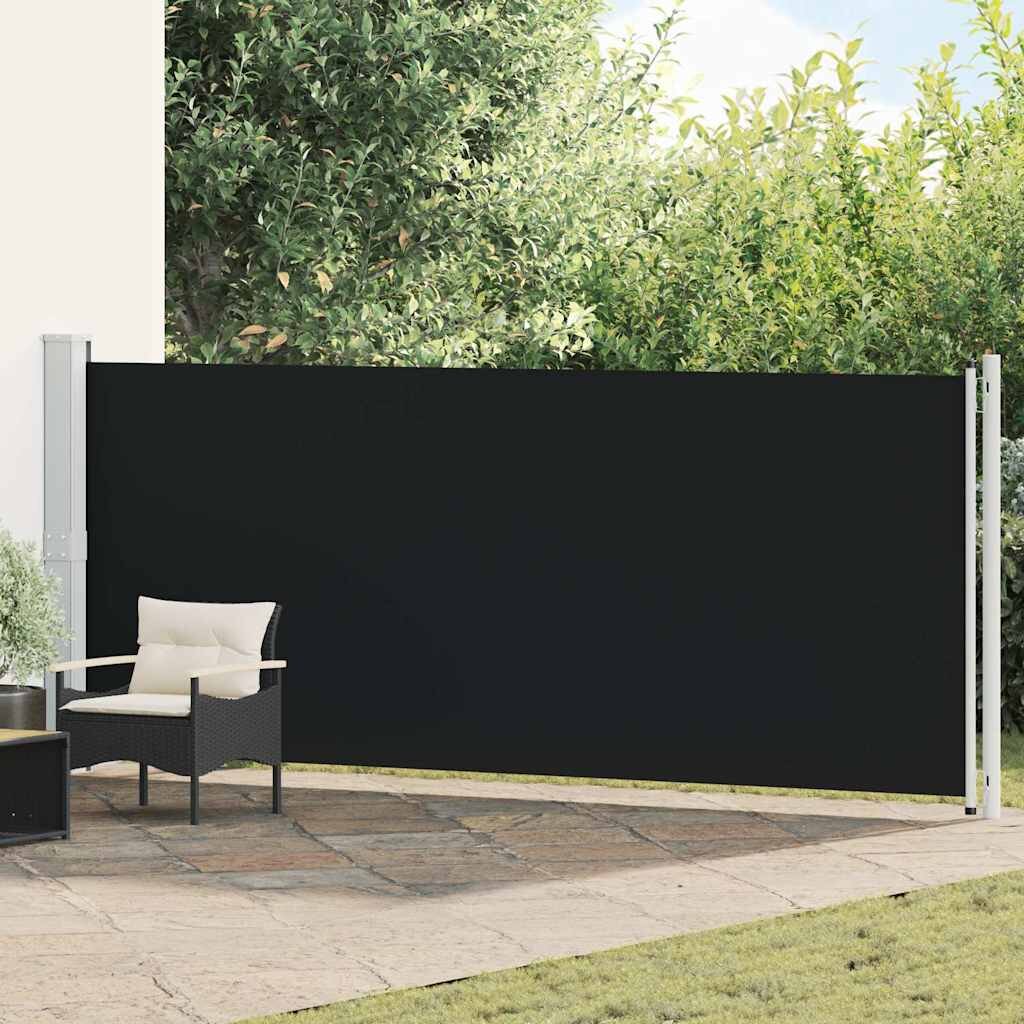 vidaXL Прибираща се дворна странична тента 600x160 см черна