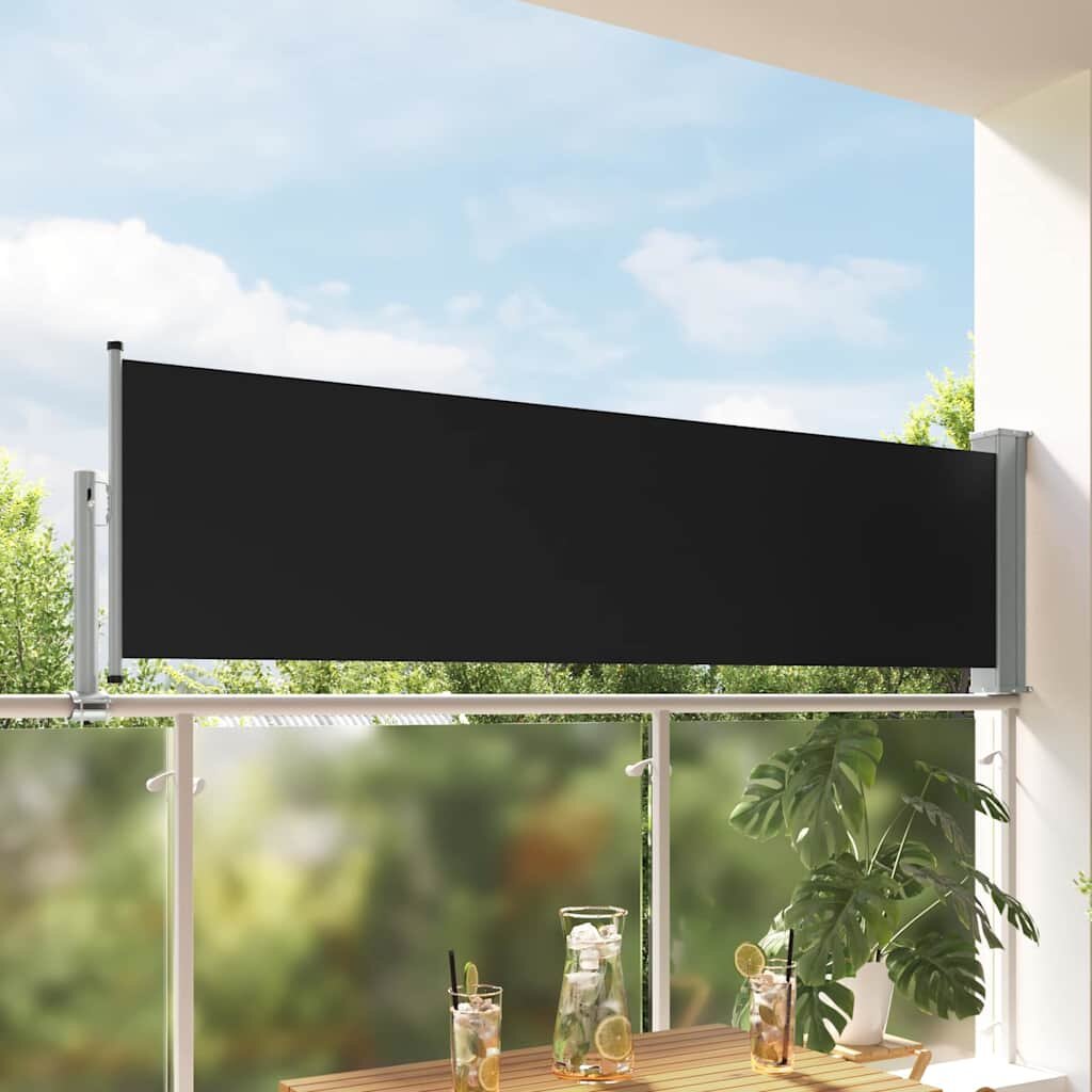 vidaXL Прибираща се дворна странична тента 80x300 см черна