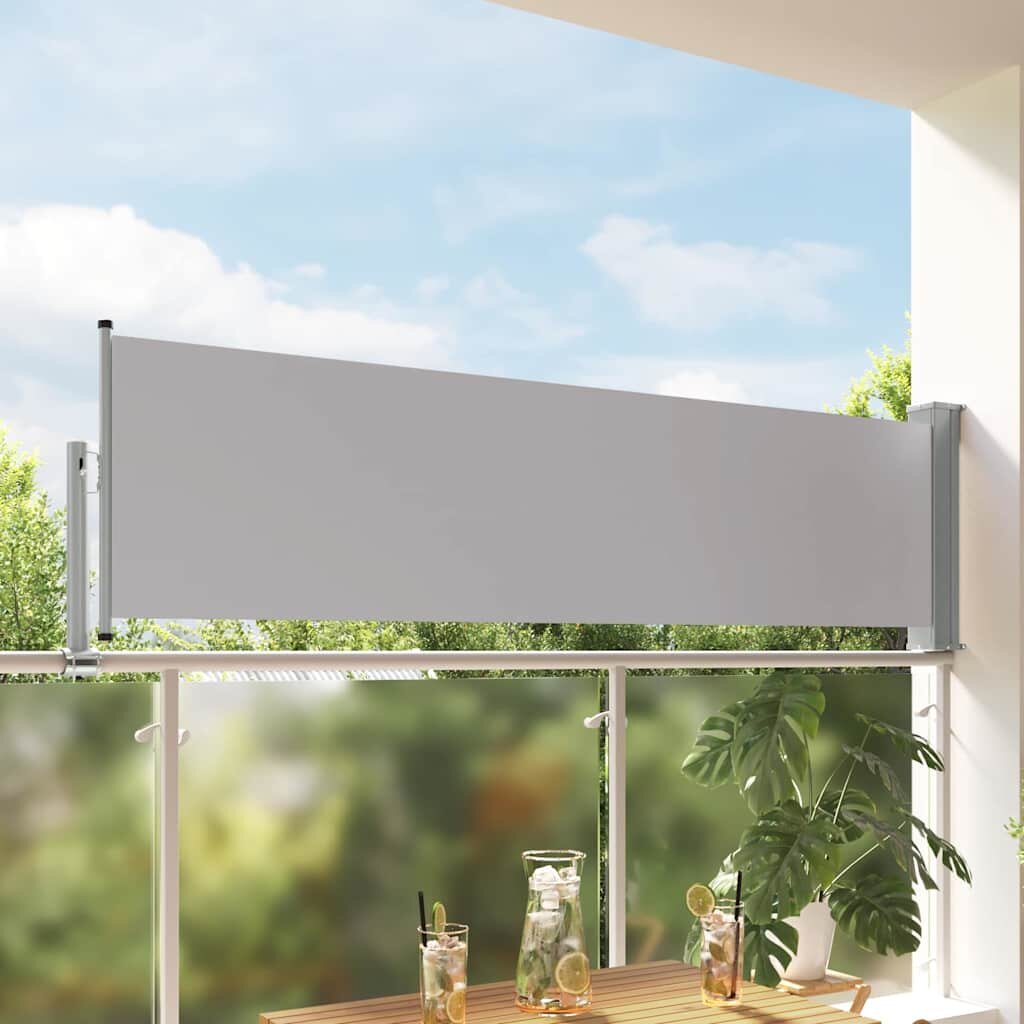 vidaXL Прибираща се дворна странична тента 80x300 см сива