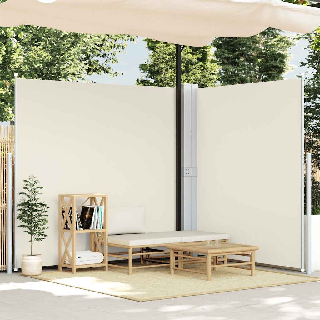 vidaXL Прибираща се двойна странична тента 170x600 см кремава