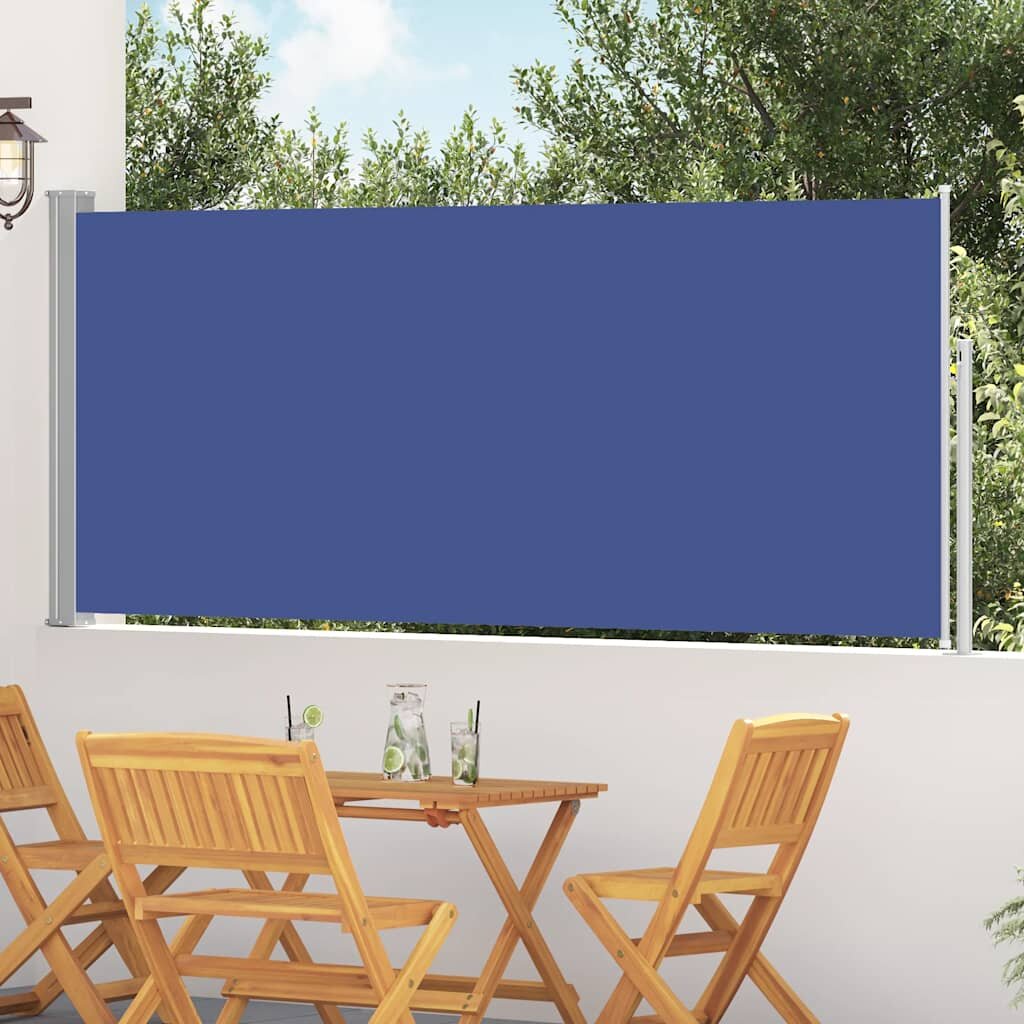 vidaXL Прибираща се странична тента 117x314 см синя