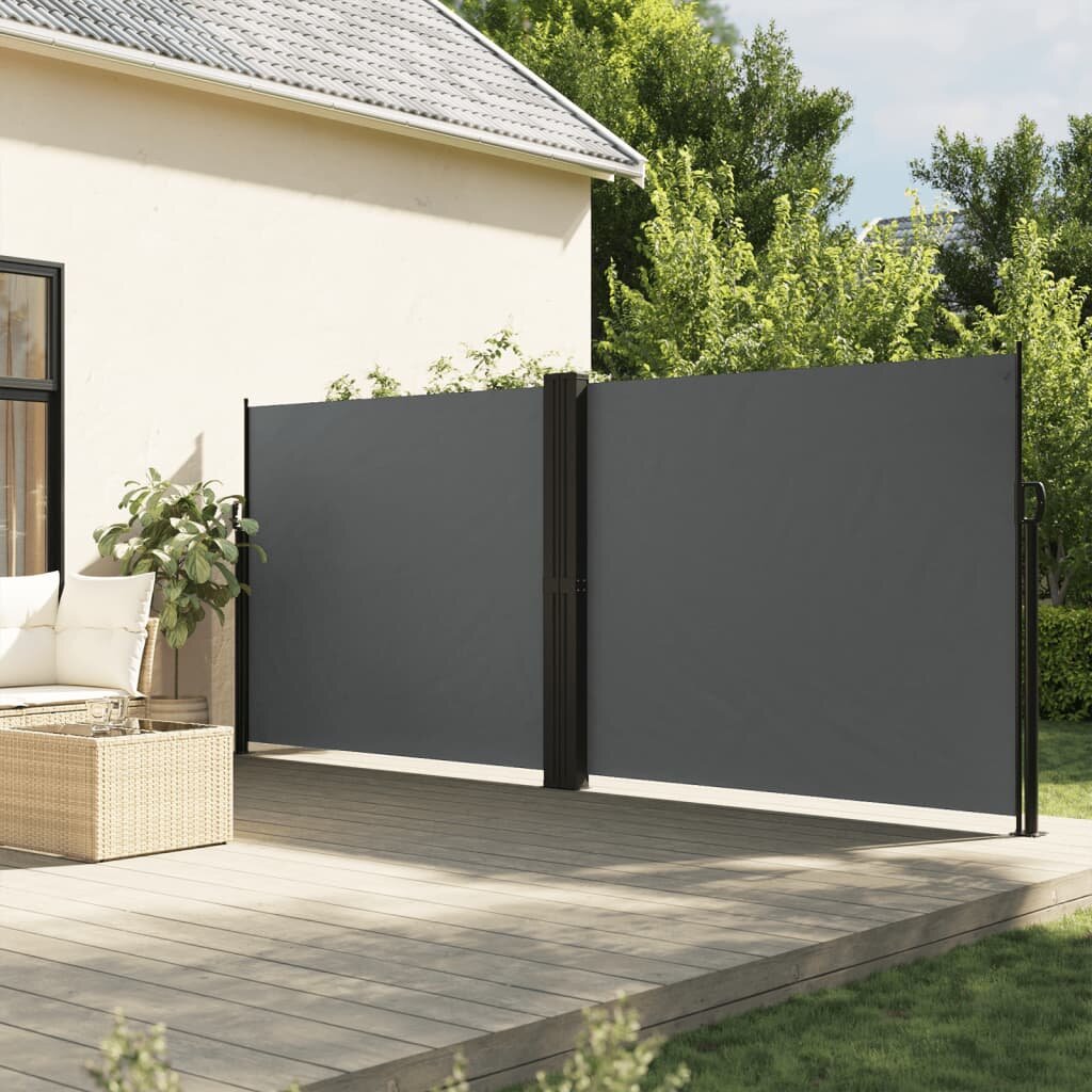 vidaXL Прибираща се странична тента антрацит 180x1000 см
