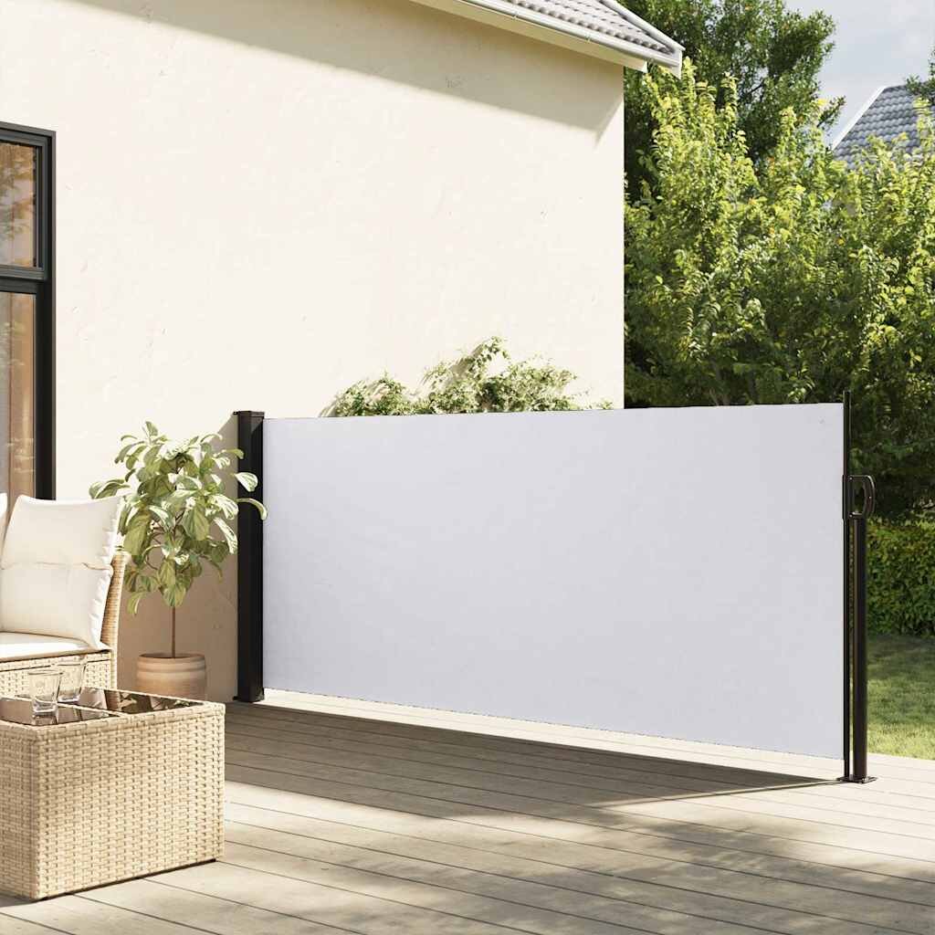 vidaXL Прибираща се странична тента бяла 117x300 см