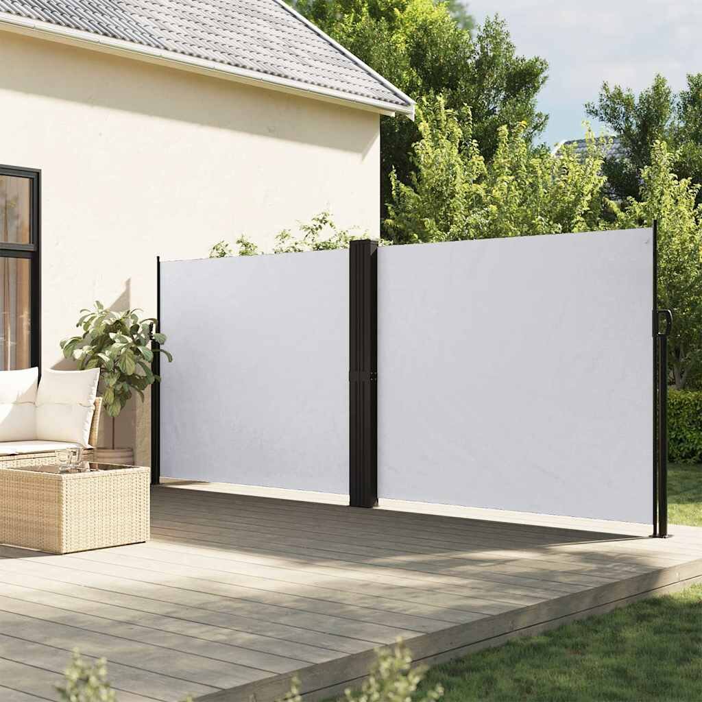 vidaXL Прибираща се странична тента бяла 160x600 см