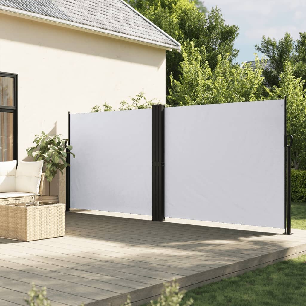 vidaXL Прибираща се странична тента бяла 180x1000 см
