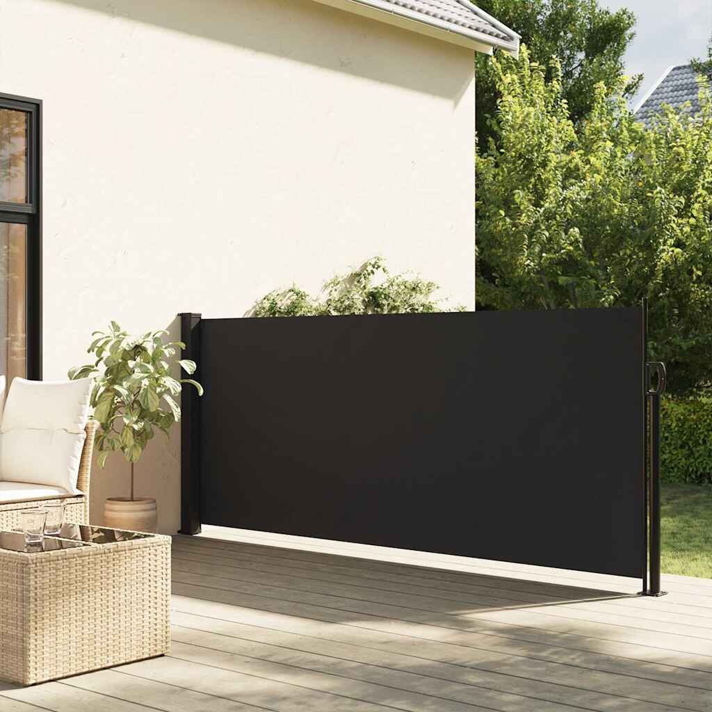 vidaXL Прибираща се странична тента черна 100x300 см