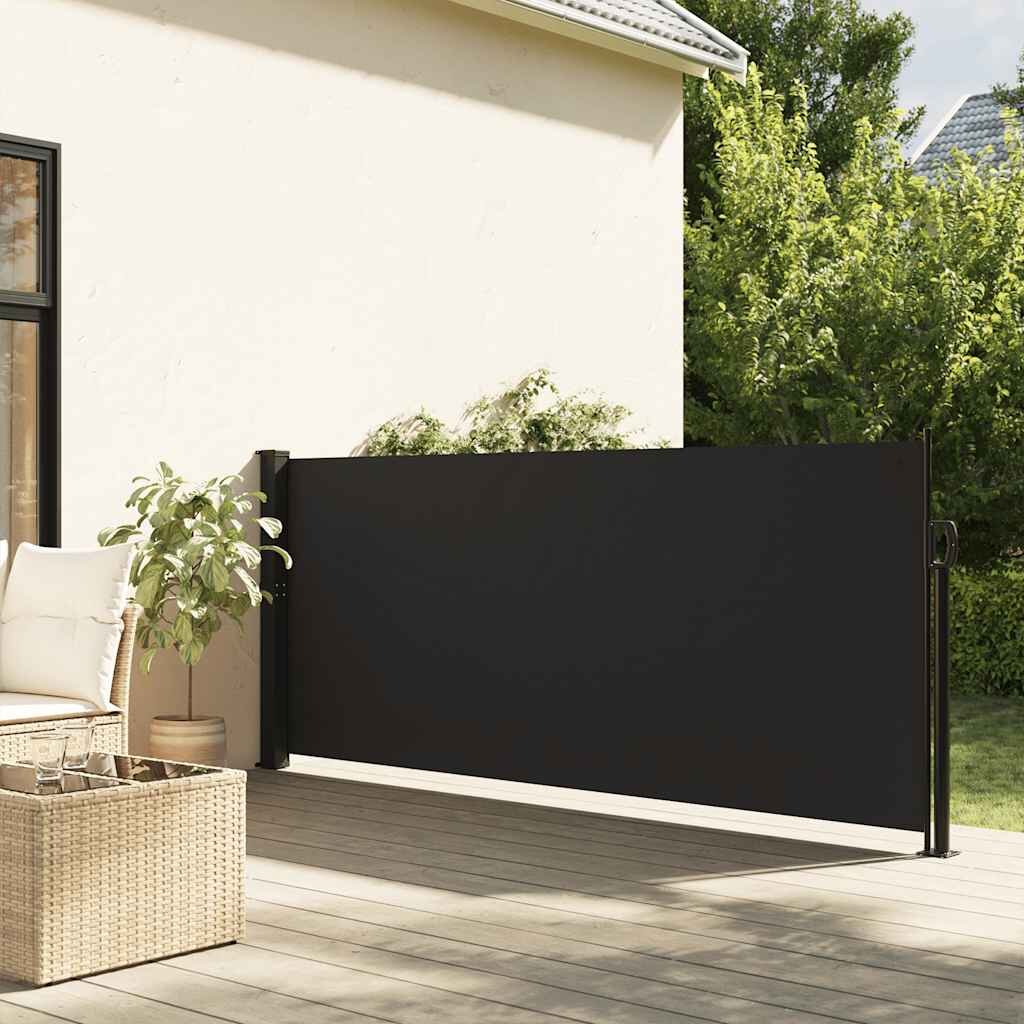 vidaXL Прибираща се странична тента черна 140x300 см