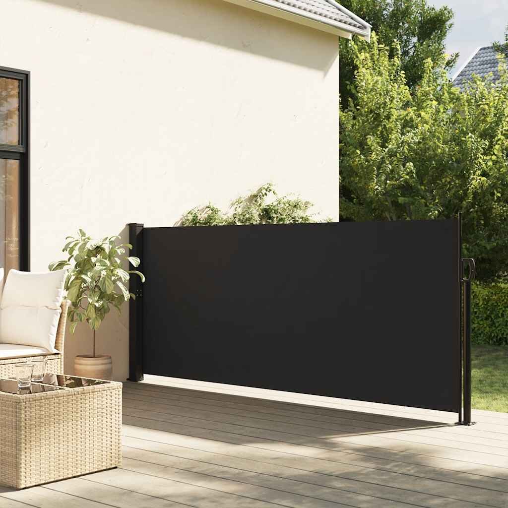 vidaXL Прибираща се странична тента черна 140x500 см