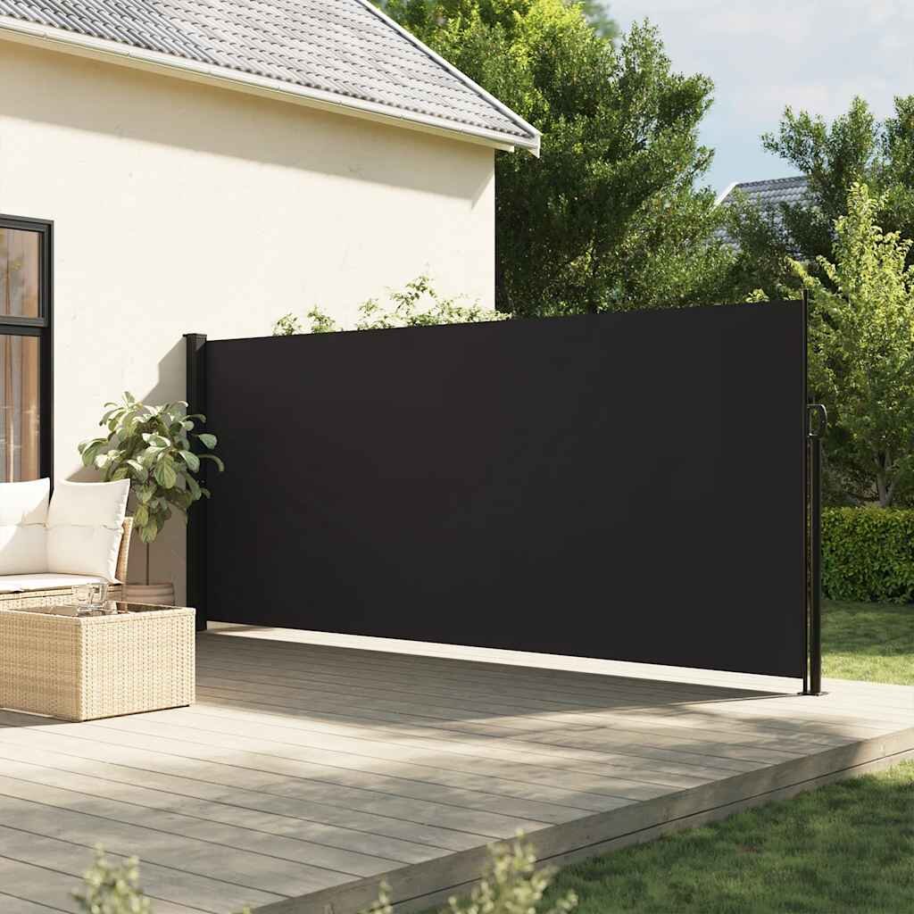 vidaXL Прибираща се странична тента черна 160x300 см