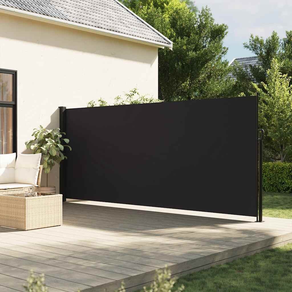 vidaXL Прибираща се странична тента черна 160x500 см