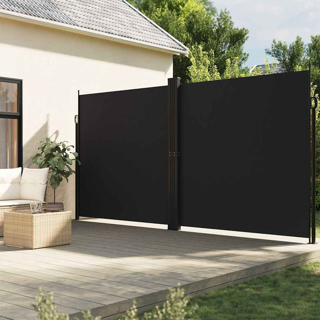 vidaXL Прибираща се странична тента черна 200x1200 см