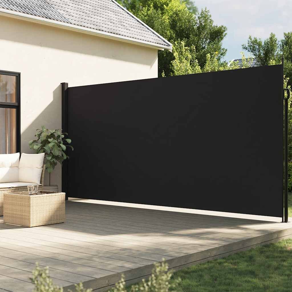 vidaXL Прибираща се странична тента черна 200x300 см