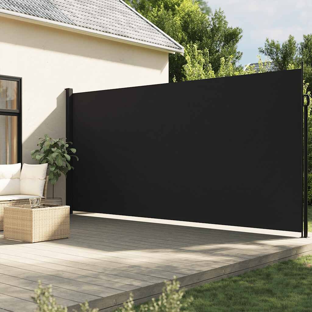 vidaXL Прибираща се странична тента черна 200x500 см
