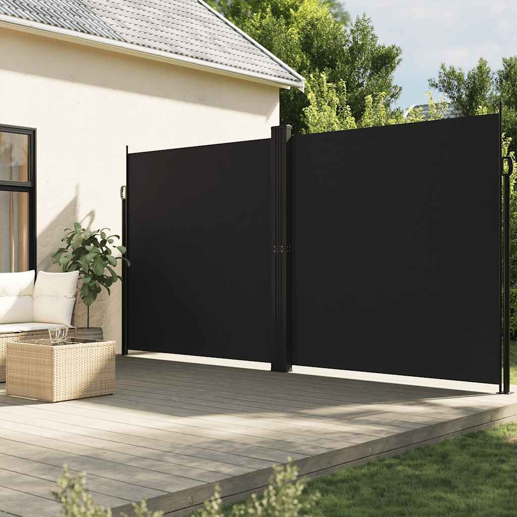 vidaXL Прибираща се странична тента черна 220x1200 см