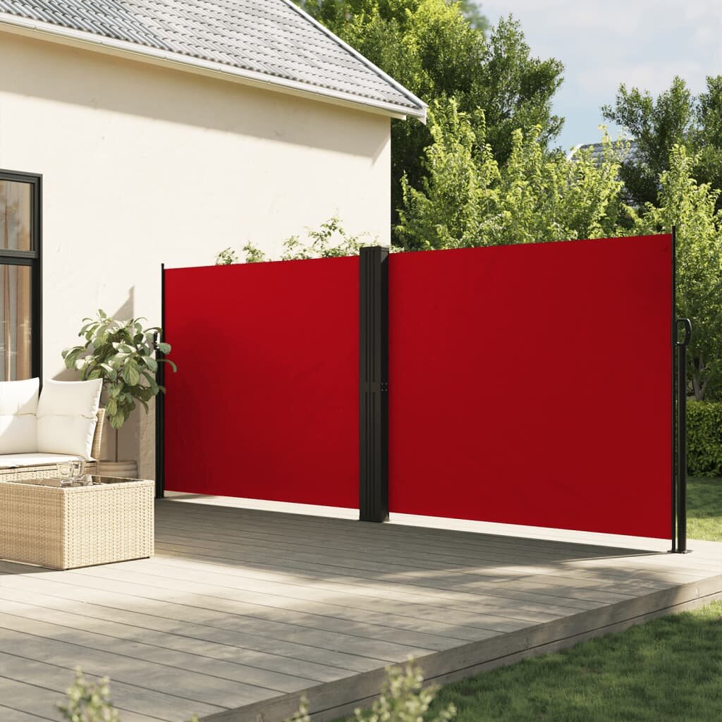 vidaXL Прибираща се странична тента червена 180x1000 см
