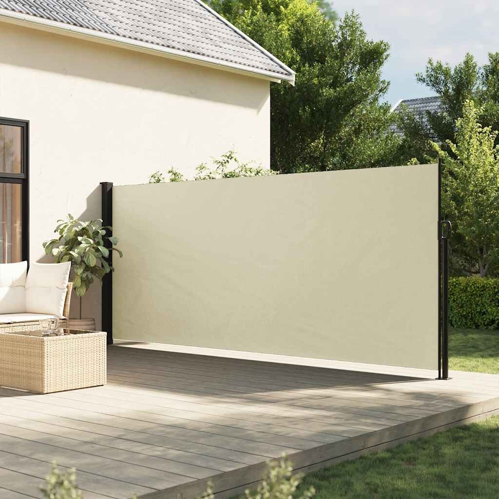 vidaXL Прибираща се странична тента кремава 180x300 см