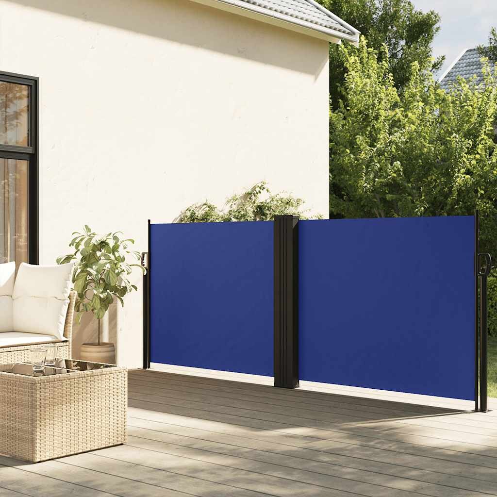 vidaXL Прибираща се странична тента синя 120x600 см