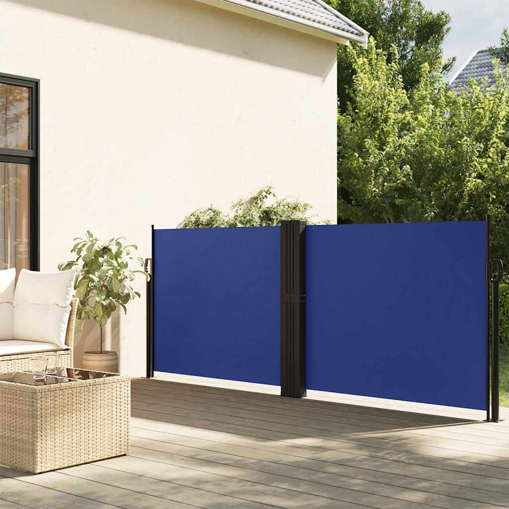 vidaXL Прибираща се странична тента синя 140x600 см