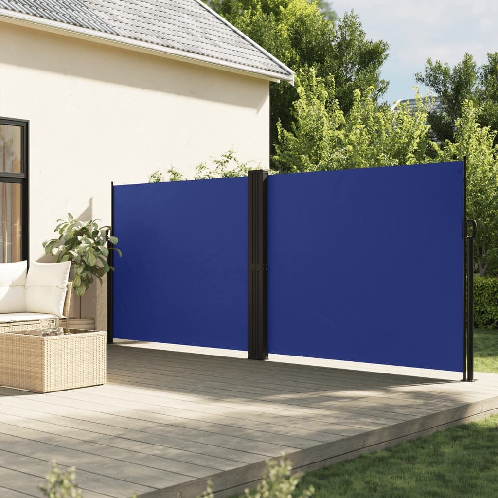 vidaXL Прибираща се странична тента синя 160x1200 см