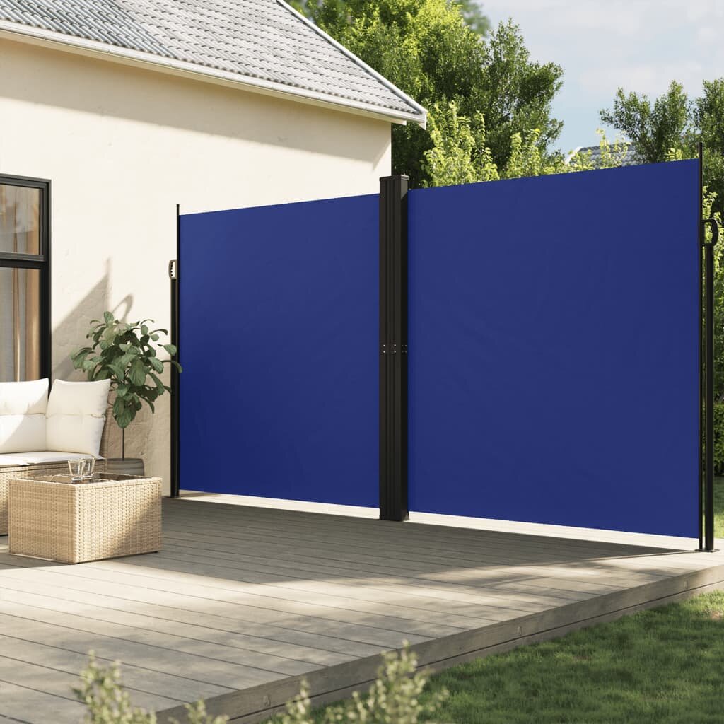 vidaXL Прибираща се странична тента синя 220x1000 см