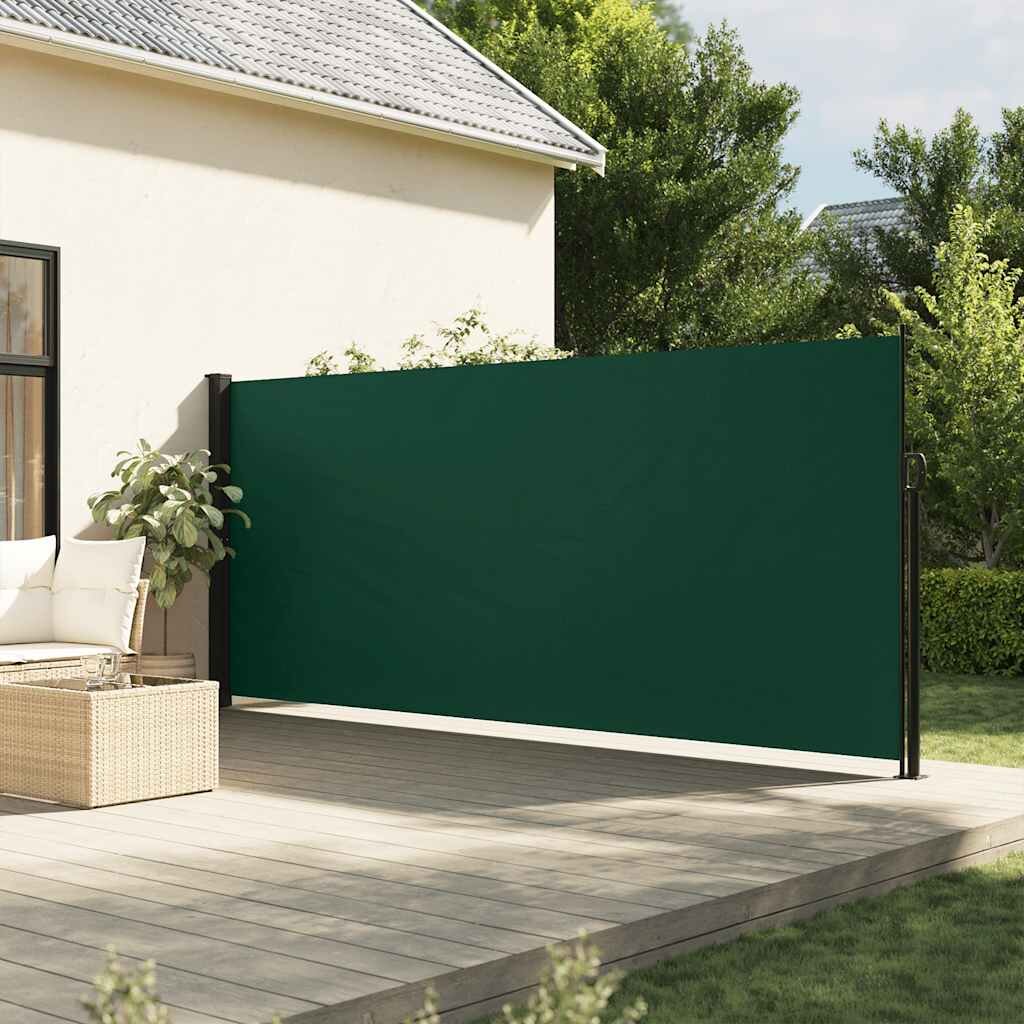 vidaXL Прибираща се странична тента тъмнозелена 160x300 см