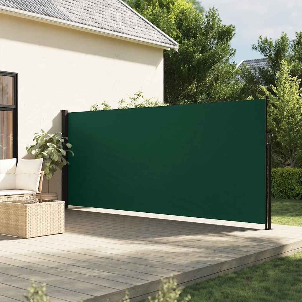 vidaXL Прибираща се странична тента тъмнозелена 180x600 см