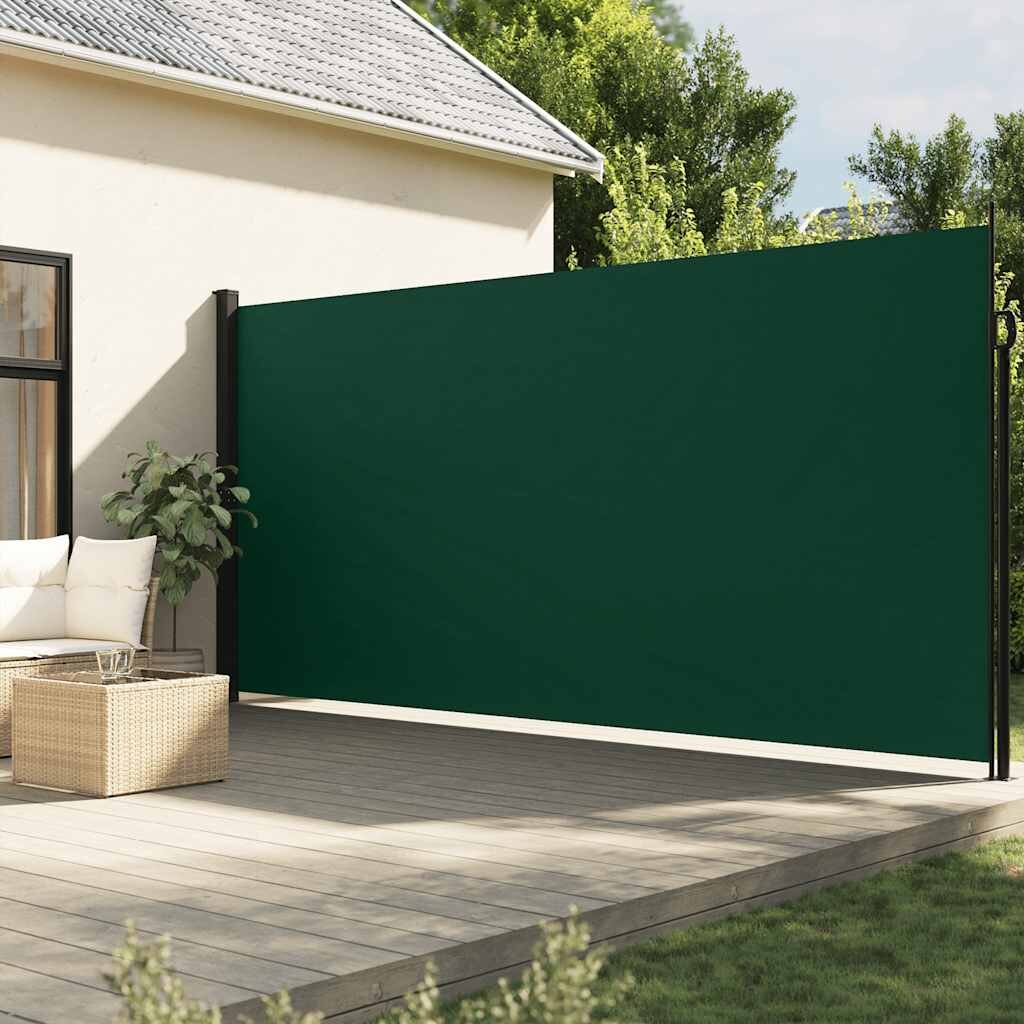 vidaXL Прибираща се странична тента тъмнозелена 200x300 см
