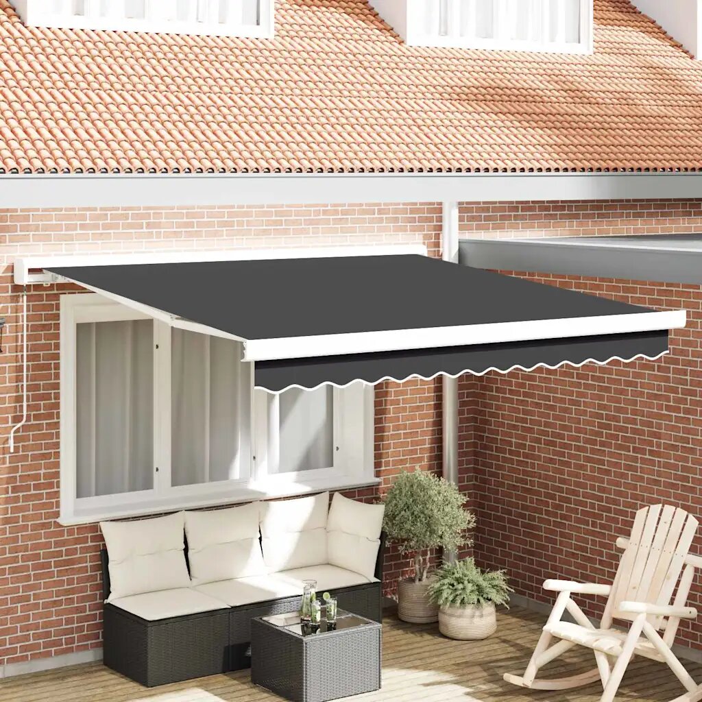 vidaXL Прибираща се тента Антрацит 300 x 250 cm Платно и алуминий