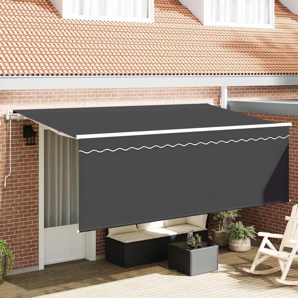 vidaXL Прибираща се тента Антрацит 350 x 200 cm Полиестер и алуминий