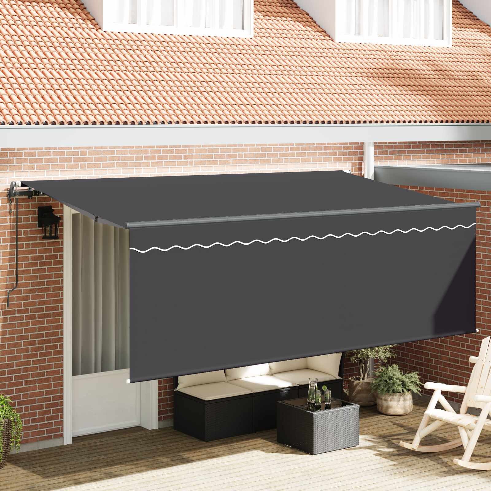 vidaXL Прибираща се тента Антрацит 350 x 200 cm Полиестер и алуминий