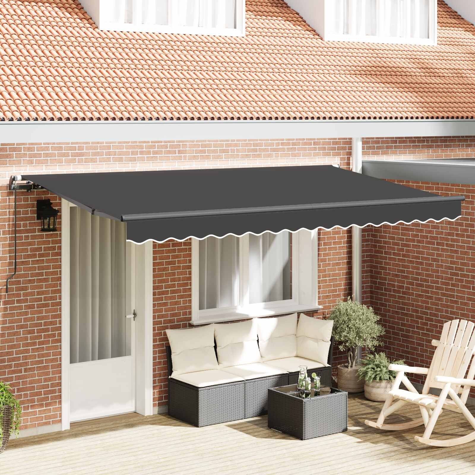 vidaXL Прибираща се тента Антрацит 350 x 200 cm текстил