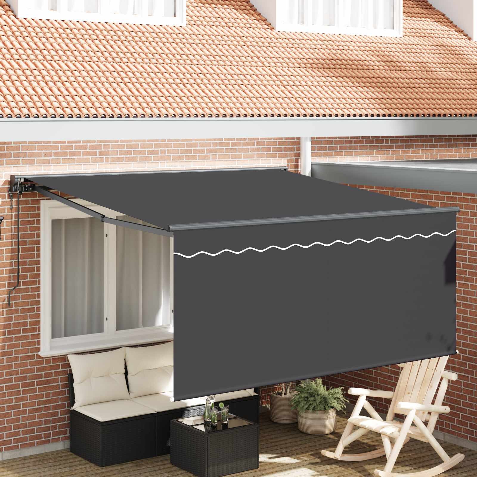 vidaXL Прибираща се тента Антрацит 350 x 250 cm Полиестер и алуминий