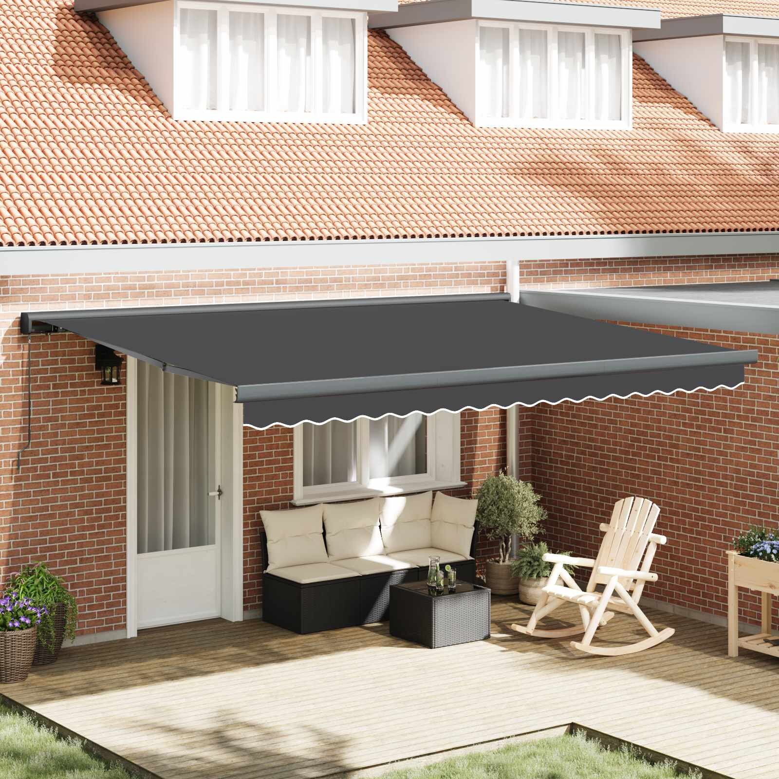 vidaXL Прибираща се тента Антрацит 450 × 300 cm Платно и алуминий