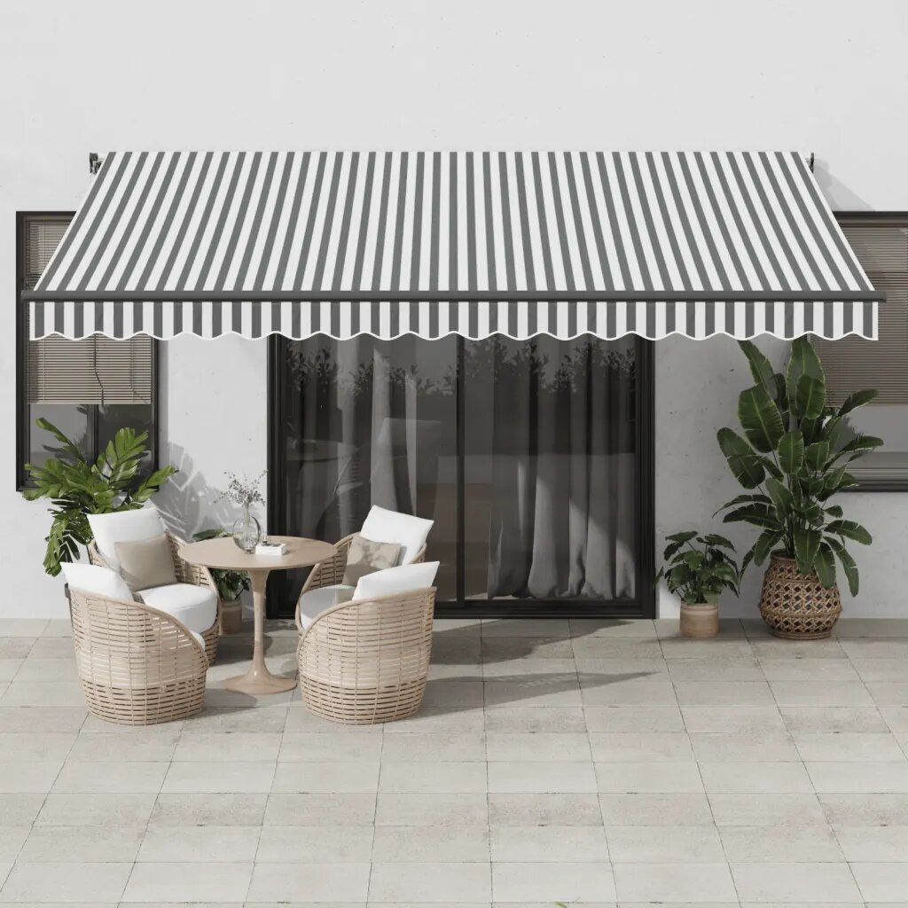 vidaXL Прибираща се тента Антрацит и бяло 450 × 350 cm Полиестер